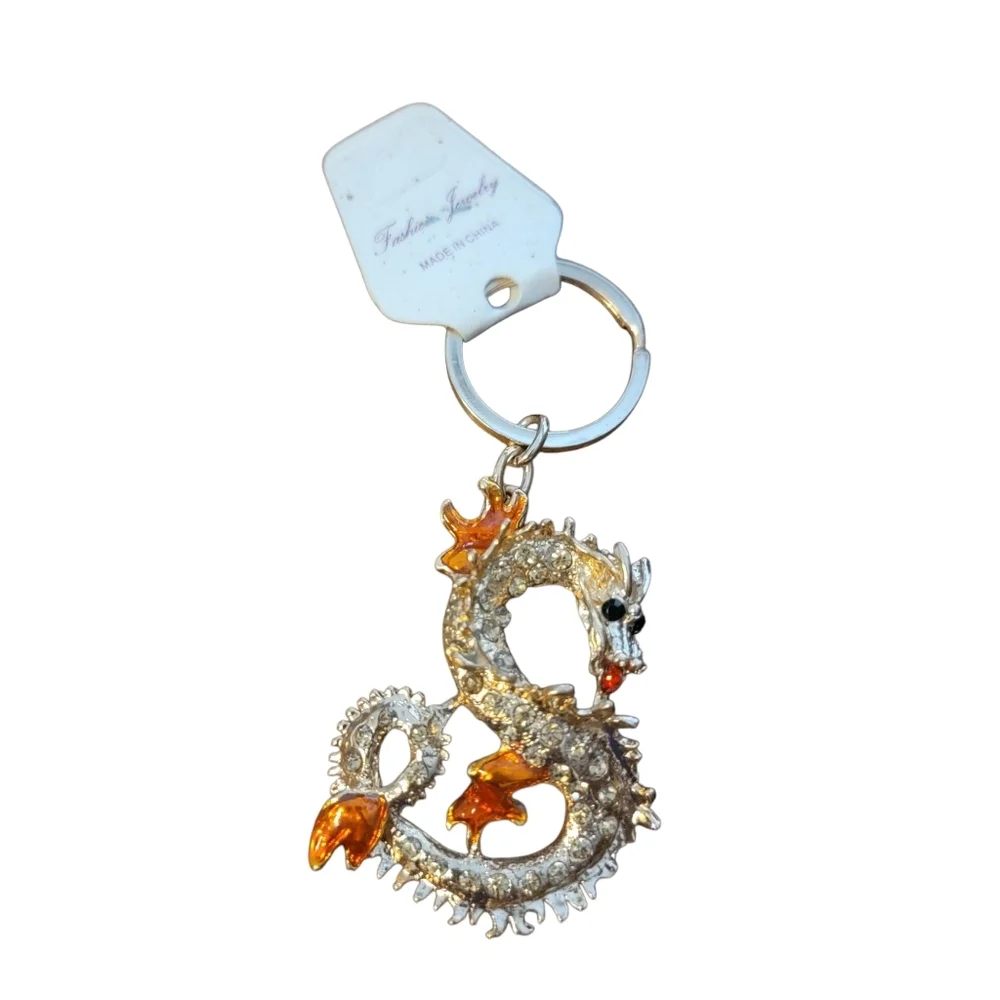 Gold and Orange Dragon Keychain